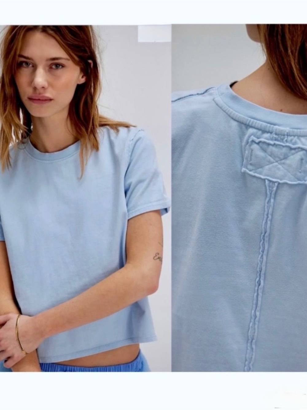 NWOT Free People Everyday Tee Ice Water Blue Size Large